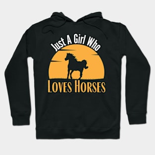 Just A Girl Who Loves Her Horse Retro Sunset Silhouette Hoodie